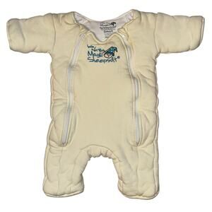 Baby Merlins Magic Sleepsuit Small 3-6 Months Yellow Moro Reflex Startle Yellow